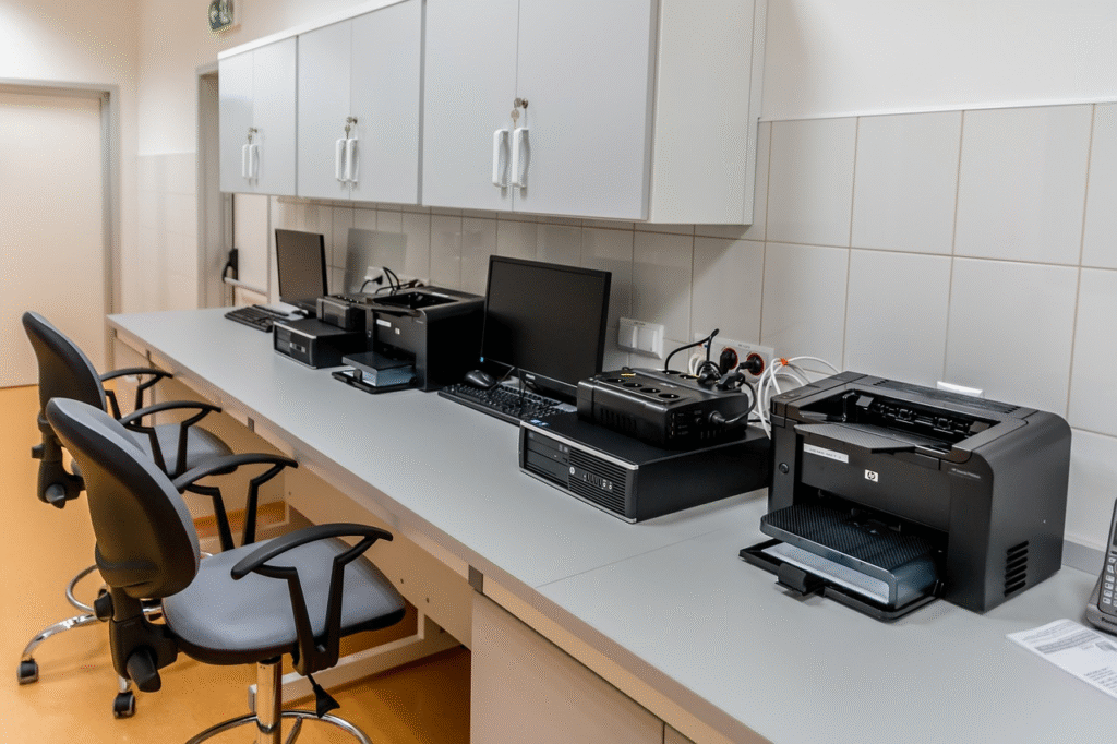 Computer monitor and printer used as output devices