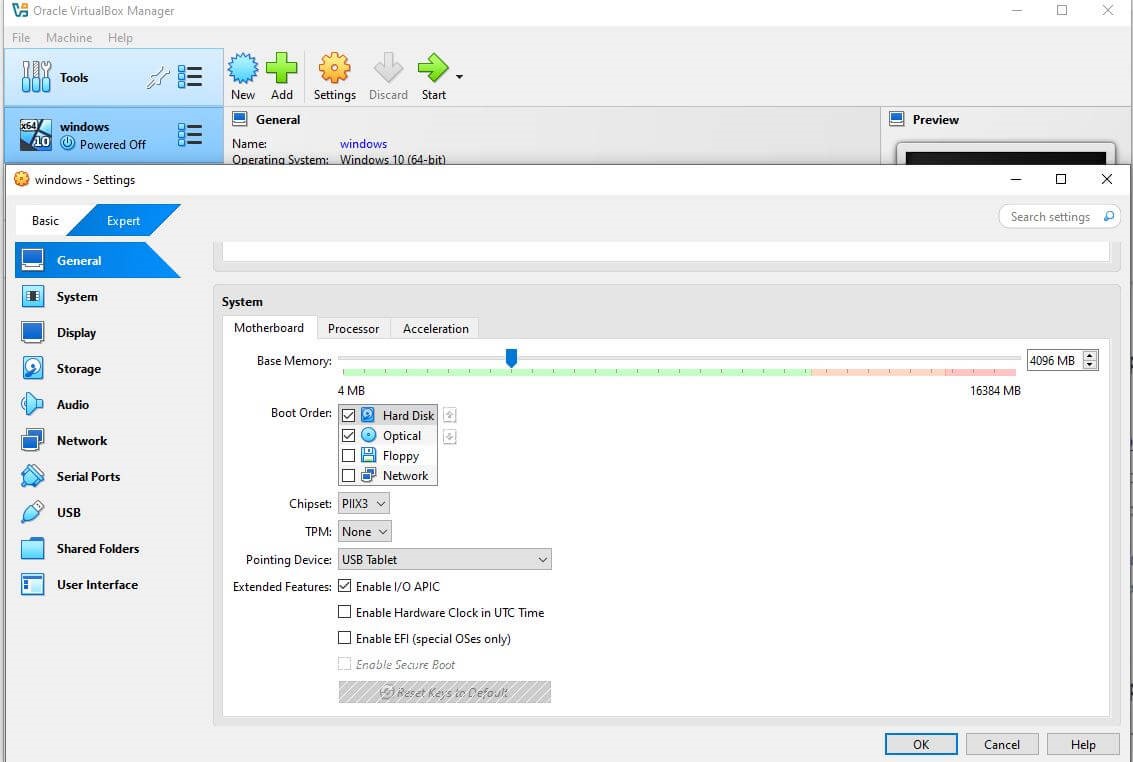 Oracle VirtualBox Manager showing the configuration of the Windows Server 2025 virtual machine – ZumuniTech tutorial setup.