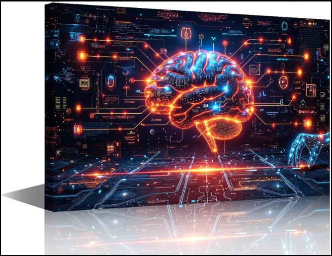 Neon orange digital brain on a high-tech screen symbolizing Claude AI reading and research