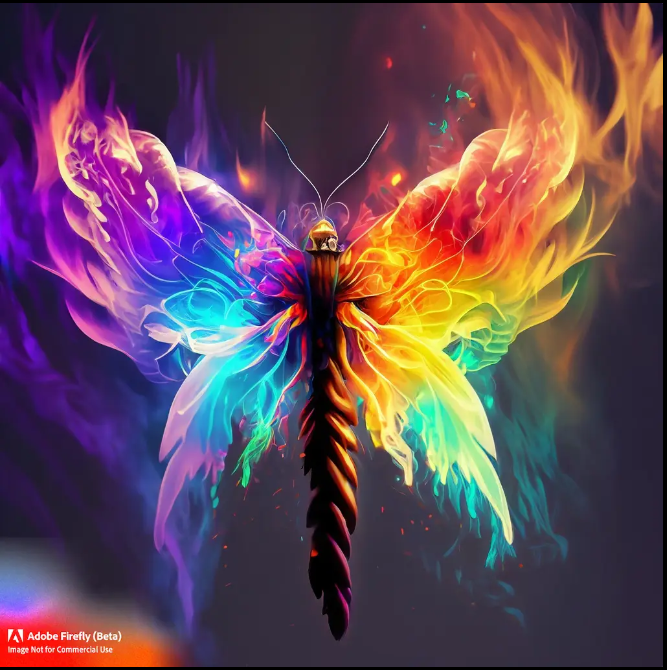 High-tech glowing interface showcasing creative AI graphics representing Adobe Firefly